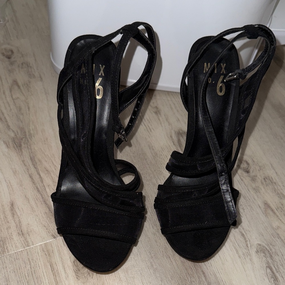 Mix No. 6 Black Multi-Strap Stiletto Sandals